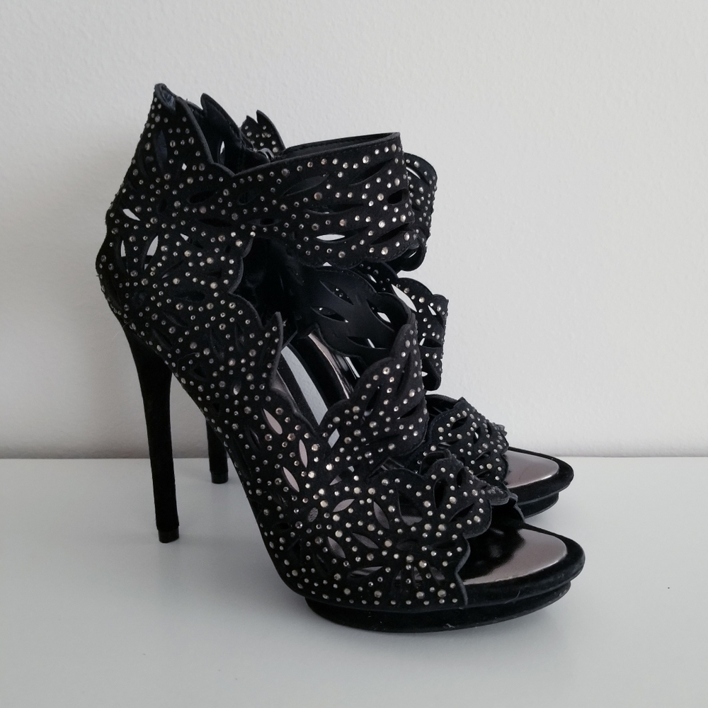 BCBGMaxAzria Faricia Black Platform Heeled Sandals